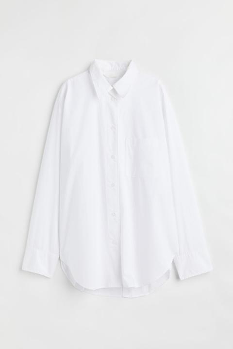 Camisa Oversize De Algodón - Blanco