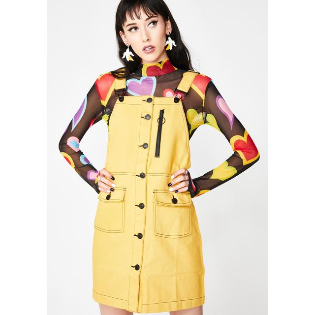 yellow pinafore dress