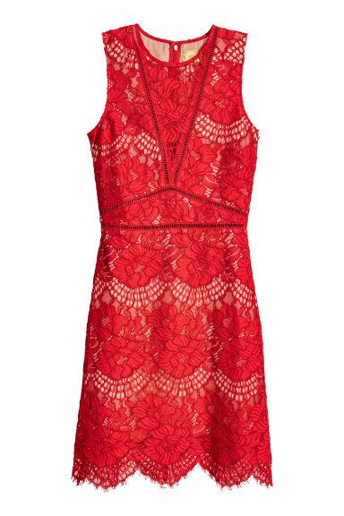 H & M - Abito In Pizzo - Rosso
