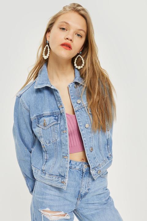 Womens Blue Fitted Western Denim Jacket - Mid Stone, Mid Stone