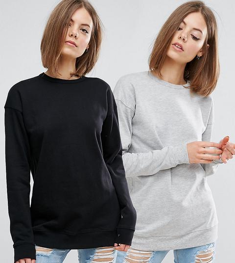 Asos Boyfriend Sweatshirt 2 Pack - Black/light Grey