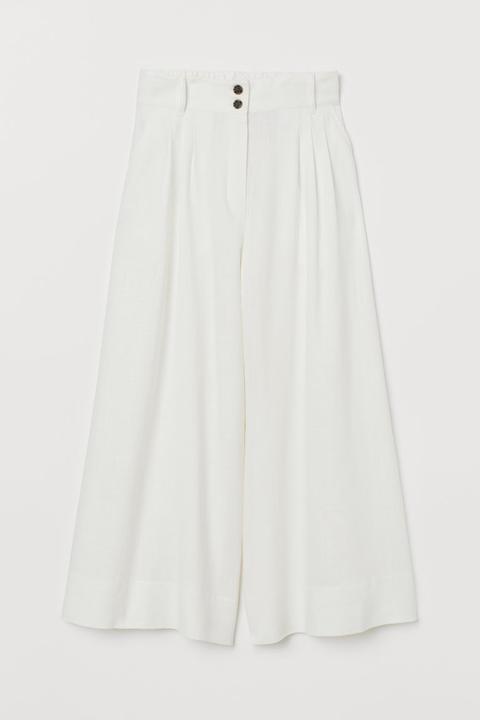 H & M - Pantaloni Ampi - Bianco