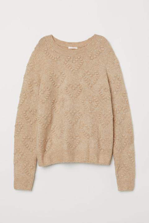 H & M - Pullover In Maglia Fantasia - Beige