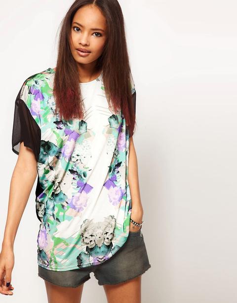 Asos - T-shirt Con Stampa Floreale A Specchio - Multicolore