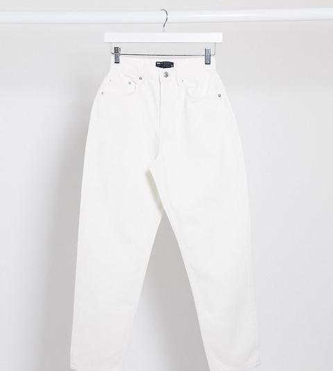 Vaqueros Mom "slouchy" De Talle Alto En Color Hueso De Asos Design Petite-blanco