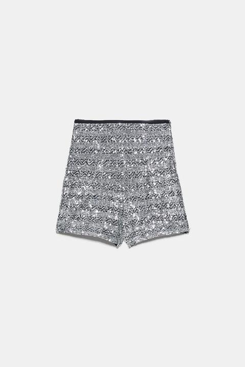 Short À Paillettes Argentées