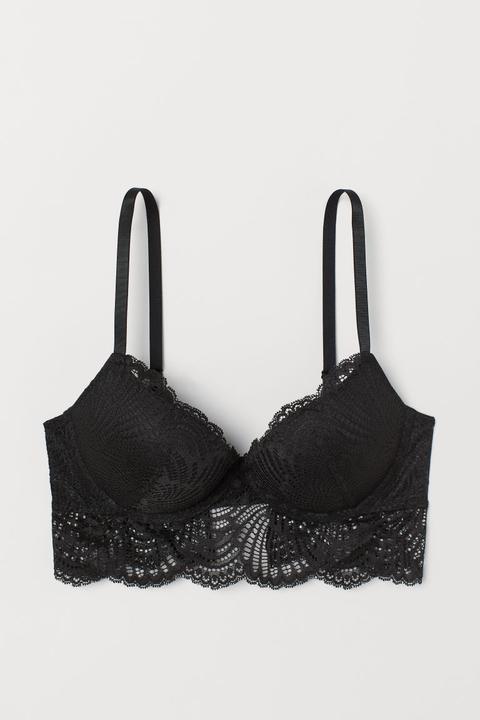 H & M - Reggiseno Super Push-up Pizzo - Nero