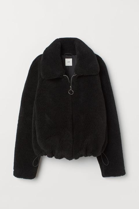 H \u0026 M - Giacca In Pelliccia Di Pile - Nero di H\u0026M su 21 Buttons