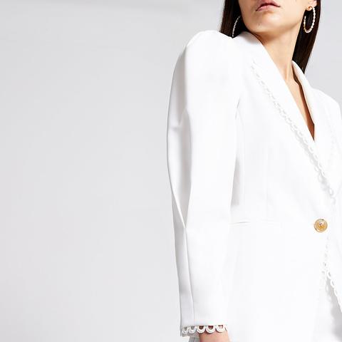 Cream Puff Sleeve Double Breasted Blazer