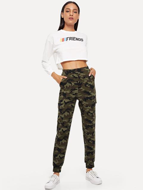 Pantaloni Sportivi Stampato Militare di SheIn su 21 Buttons