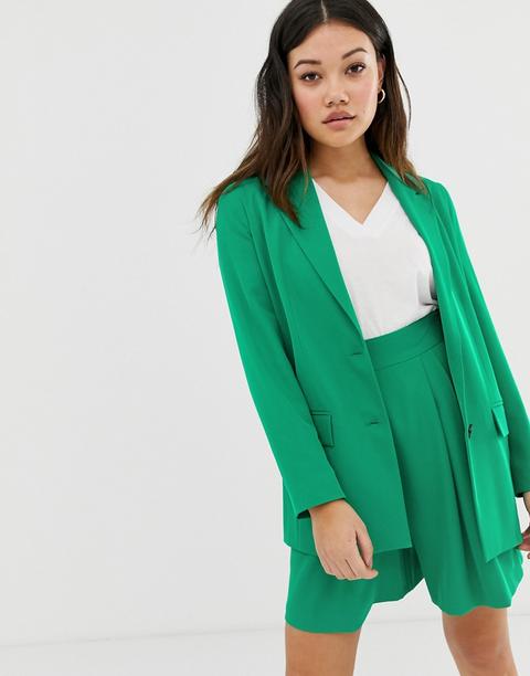 Asos Design - Blazer Da Abito Morbido Verde Pop - Verde