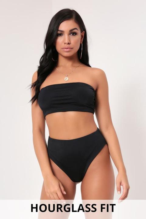 Black Hourglass Bandeau Bikini Bottom