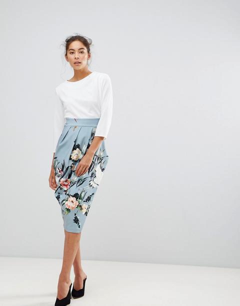 Closet London - Kontrastierendes 2-in-1-bleistiftkleid Mit Blumenmuster - Mehrfarbig