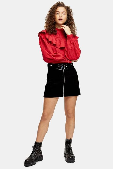 Petite Corduroy Double Buckle Skirt