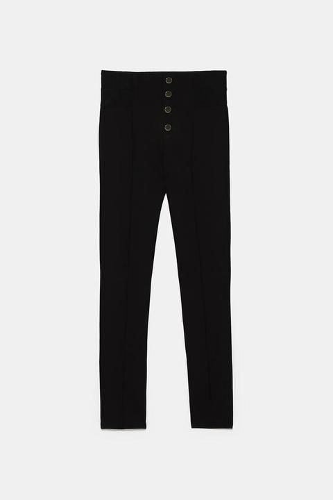 Leggings Con Bottoni Dorati