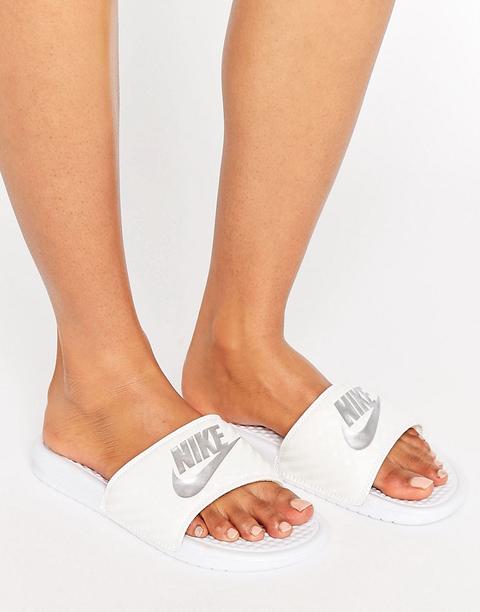 Sandalias Blancas Con Logo Benassi De Nike-negro