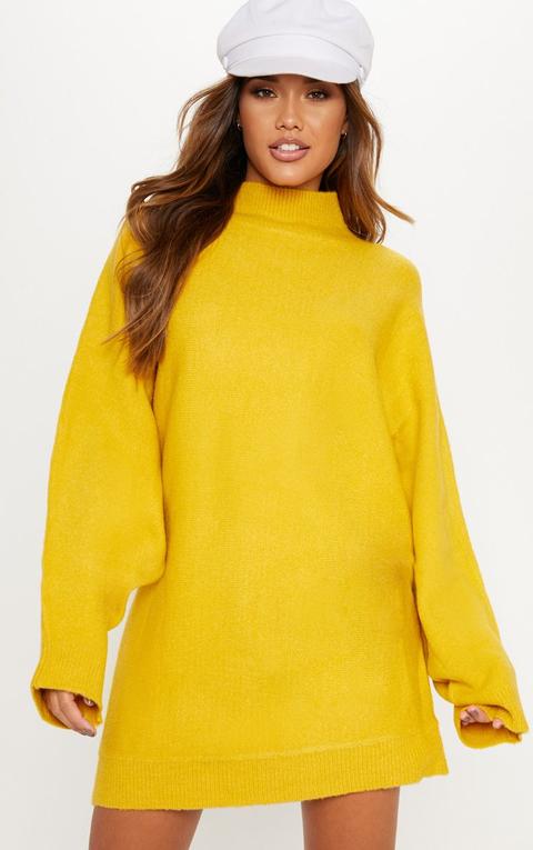 Mustard Knitted Jumper Dress