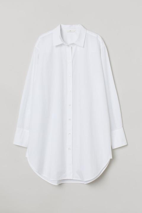 Camisa Larga De Algodón - Blanco