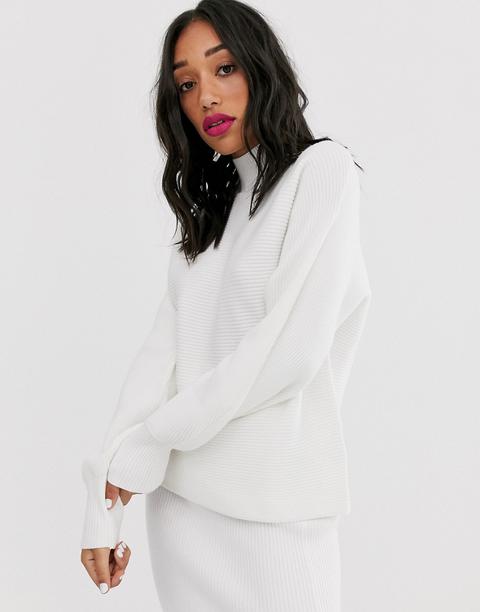 Bershka Knitted Co Ord Jumper In Cream
