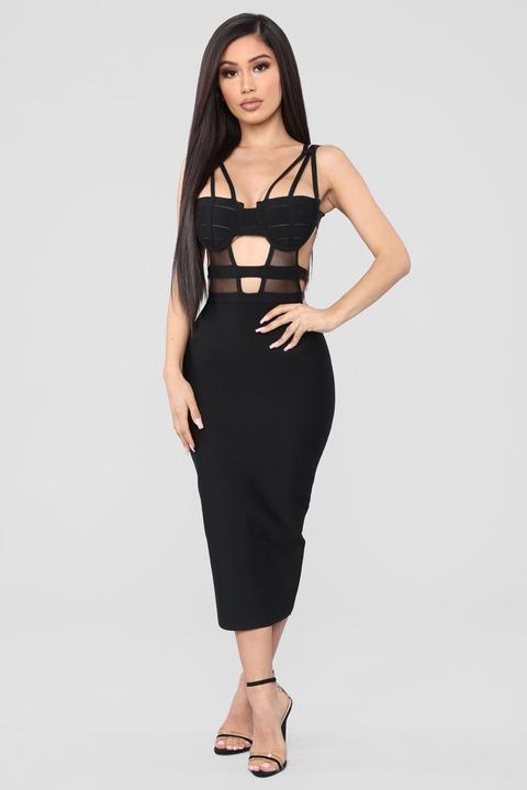 fashion nova black midi dress