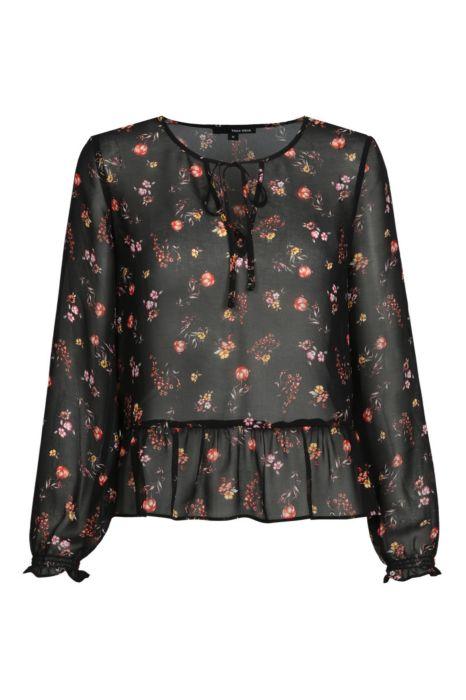 Blusa Trasparente Con Stampa Fiori