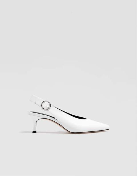 Decolleté Slingback Con Tacco E Fibbia Bianche Bianco