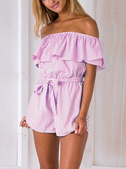 Sexy Off Shoulder Flared Bowtie Tied Romper