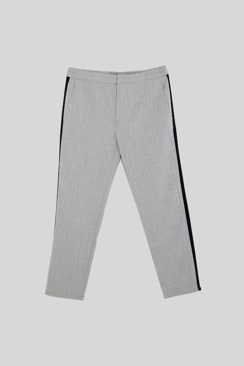 Pantaloni A Righe Con Striscia Laterale