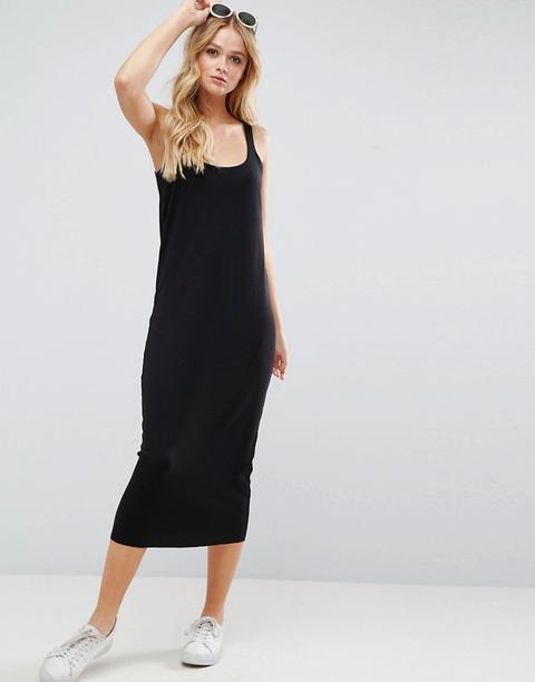 Asos Ultimate Ribbed City Maxi Vest Dress With Raw Edge