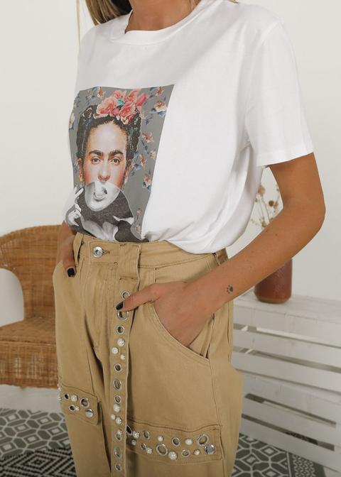 Camiseta Estampado Frida Blanco