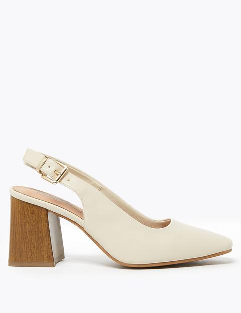 Block Heel Square Toe Slingback Shoes