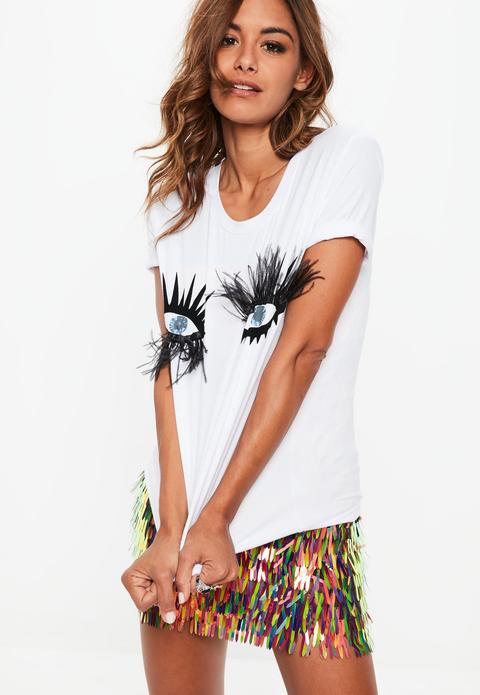 White Eyelash Detail T-shirt