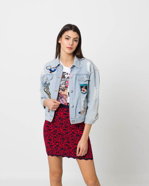 Giubbino Jeans Con Applicazioni Blazec