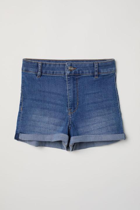 Twill Shorts High Waist - Blue