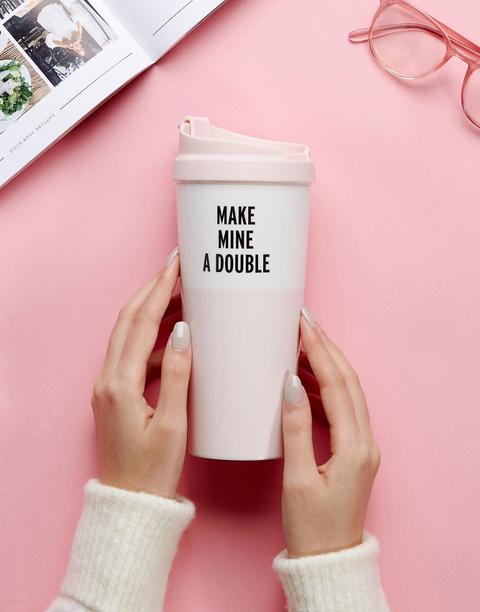 "kate Spade - Tazza Termica Con Scritta "make Mine A Double" - Multicolore