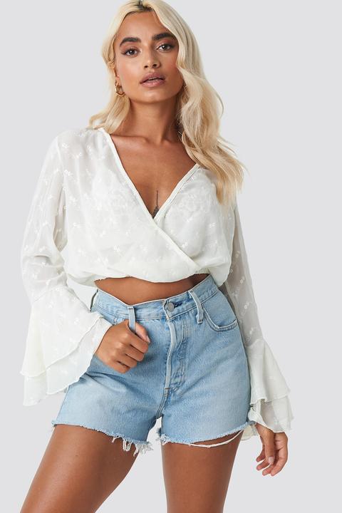 Frilly Double Breasted Blouse Weiß