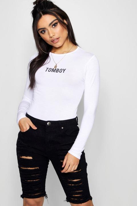 Body A Vita Alta Con Slogan Tomboy