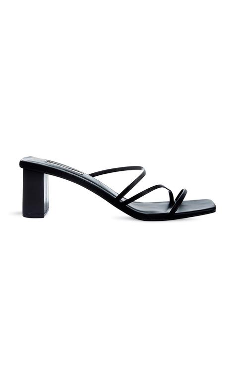 Black Strappy Mule Heel