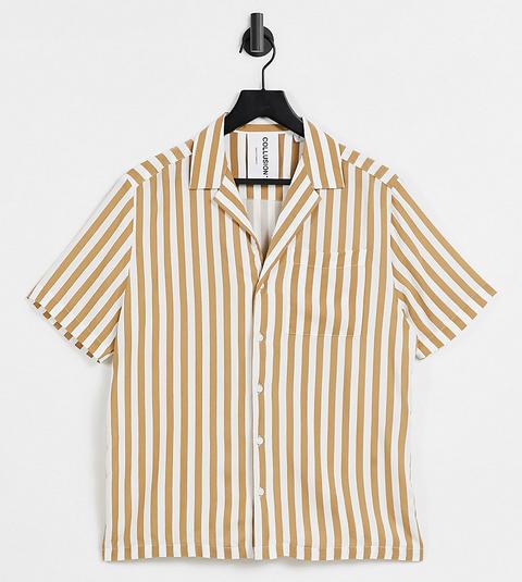 Collusion Boxy Short Sleeve Shirt In Stripe-multi