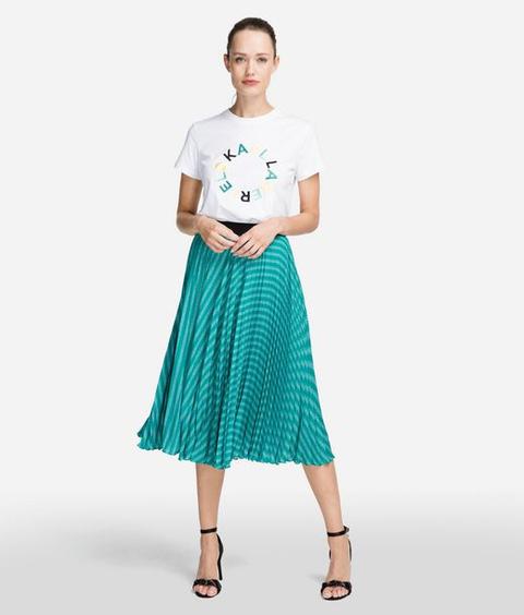 Pleated Logo Midi Skirt