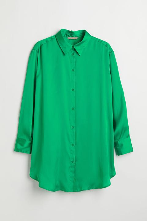 H & M+ Camisa De Satén - Verde