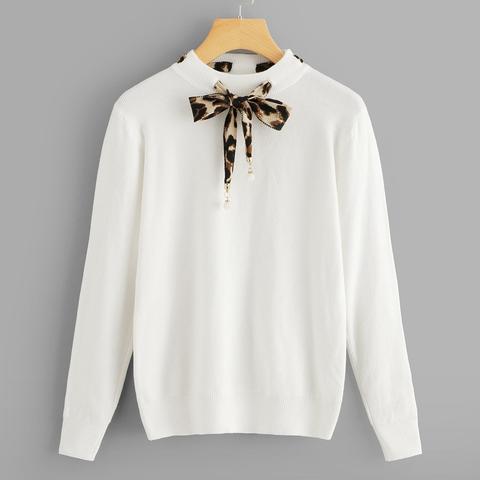 Maglione A Collo Alto Con Stampa Leopardata