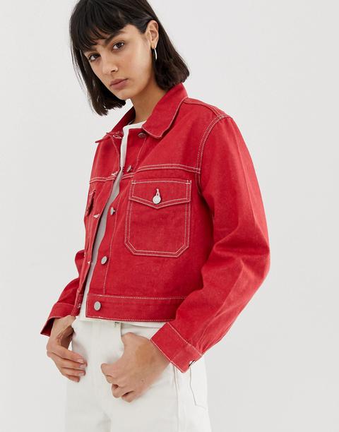 asos red denim jacket