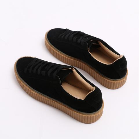 Yinka Creepers In Black Faux Suede And Gum Sole