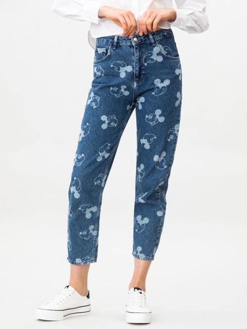 Jeans Mom Fit Con Estampado De Mickey ©disney