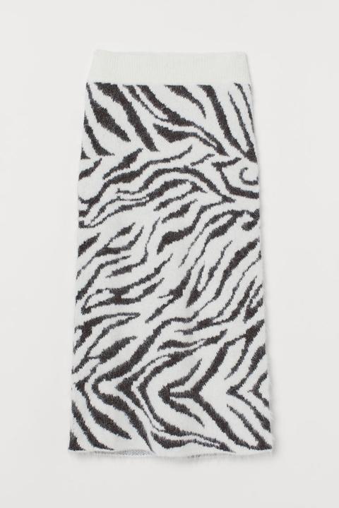 Falda En Punto De Jacquard - Blanco