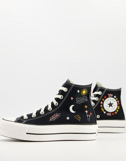 Zapatillas Negras Bordadas Chuck Taylor All Star Lift De Converse-negro