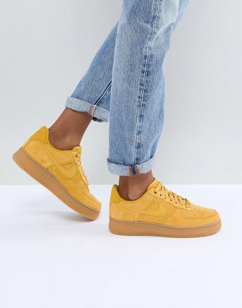 nike air force 1 mustard suede trainers with gum sole
