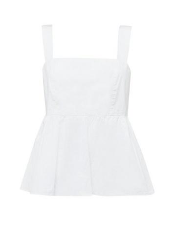 Womens Ivory Poplin Peplum Camisole Top, Ivory