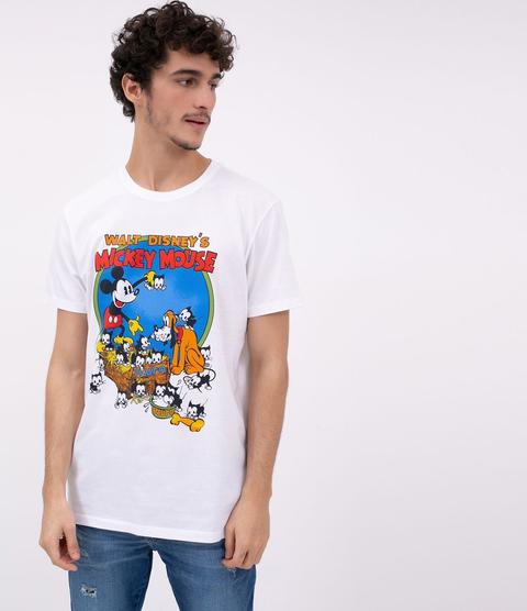 Camiseta Em Algodão Peruano Com Estampa Mickey